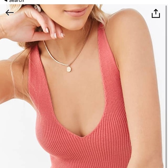 Crop V- Neck Ribbed Cami - Picture 3 of 3